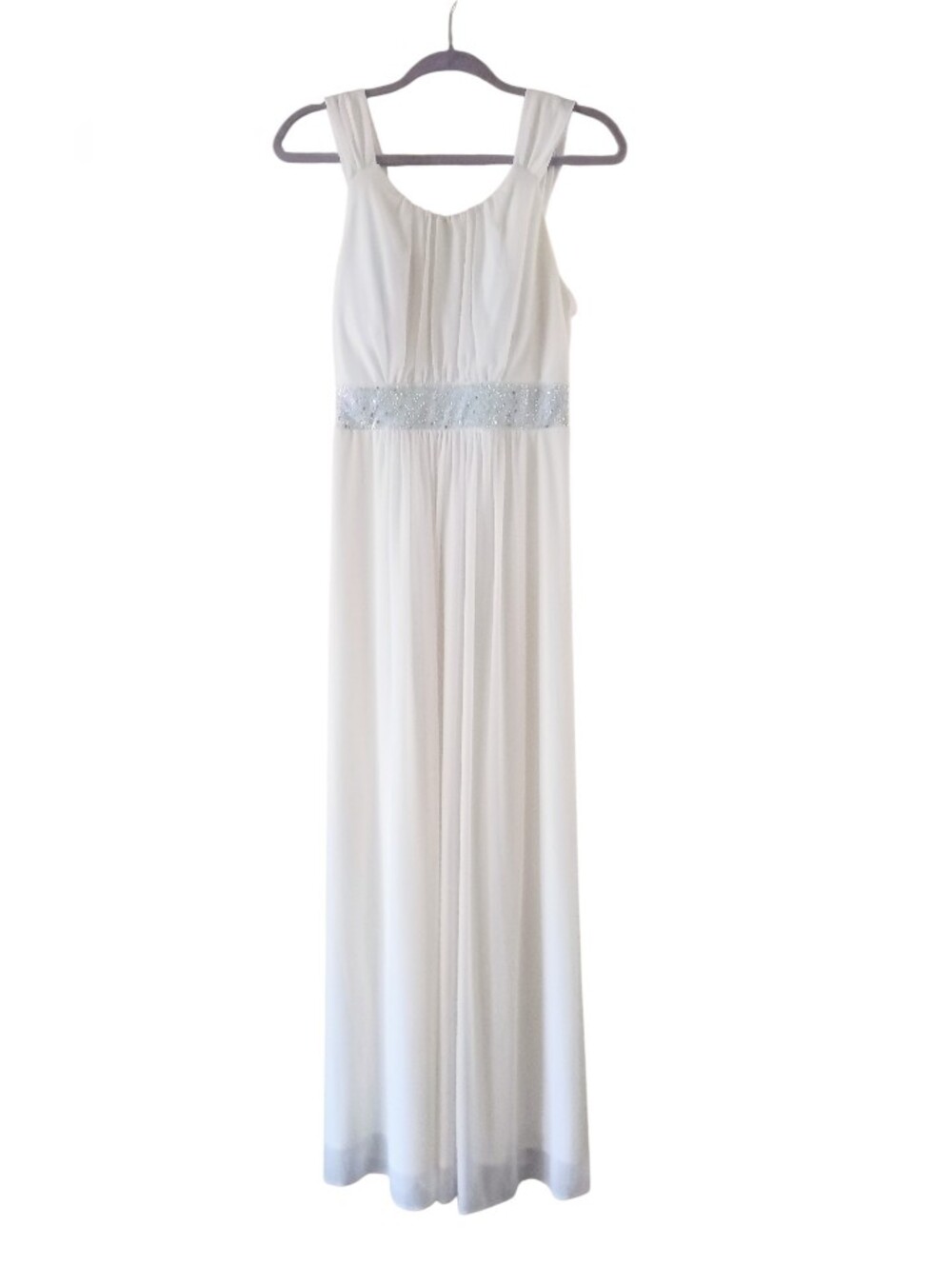 Cindy USA White Chiffon Empire-Waist Formal Gown Size M
